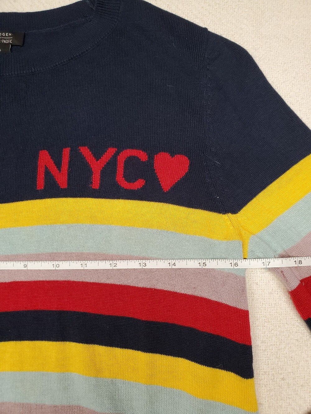 Halogen x Atlantic-Pacific NYC Stripe Sweater Navy Multicolor Size Small - Picture 3 of 5